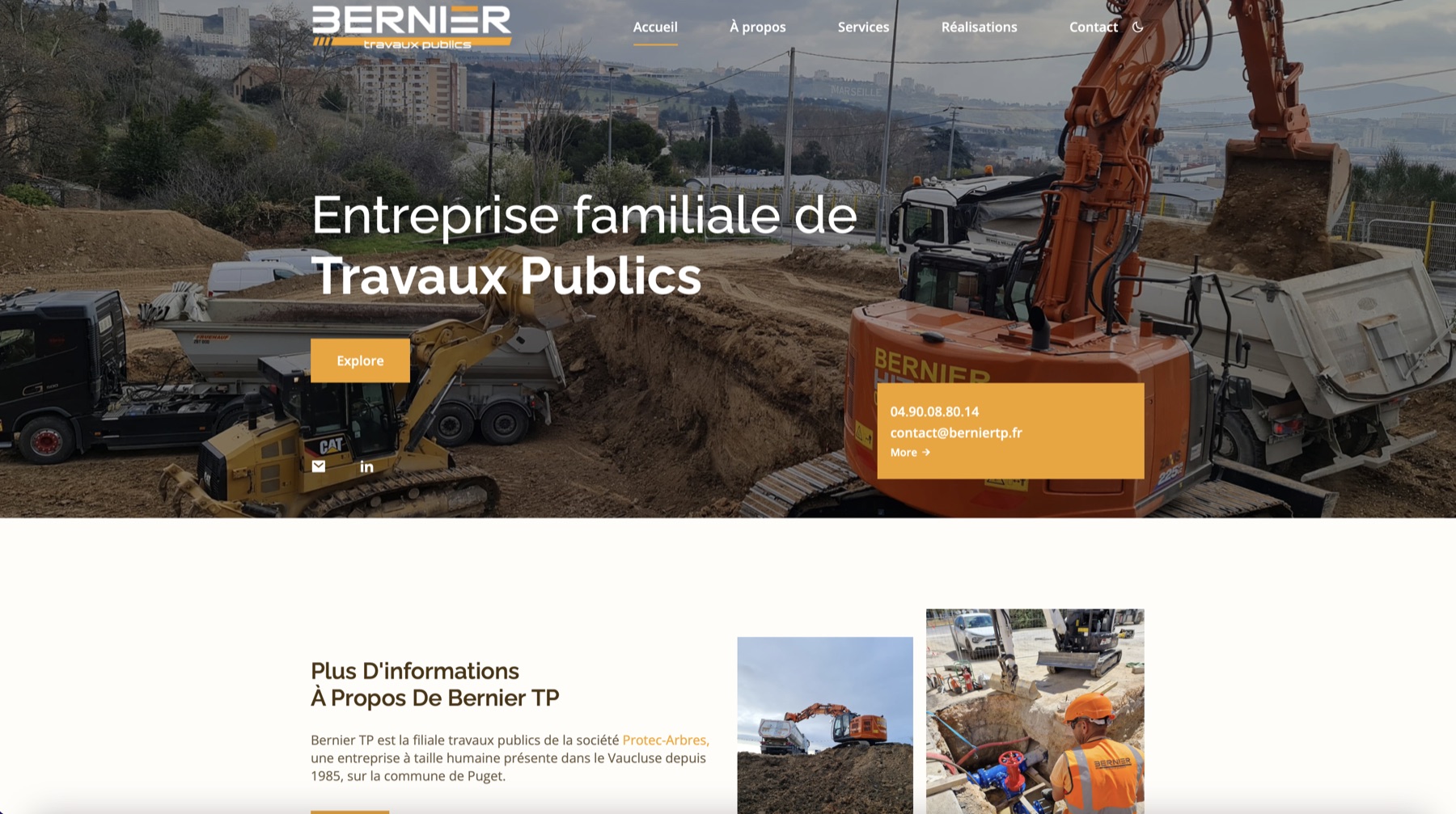 Aperçu du site web réalisé pour BernierTP